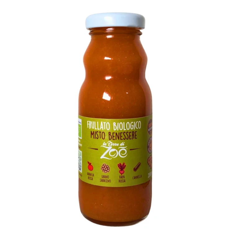 Smoothie BIO czerwona pomarańcza, burak, gryka, cynamon 200 ml – Le Terre di Zoé