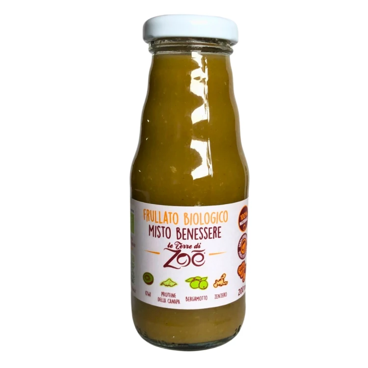 Smoothie BIO kiwi, bergamotka, białko konopne, imbir 200 ml – Le Terre di Zoé