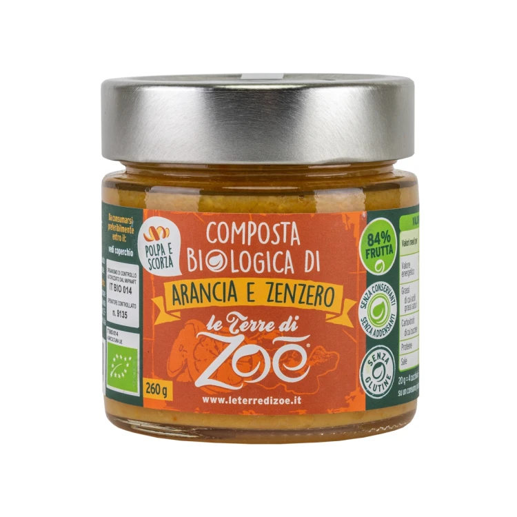 Konfitura BIO pomarańcza z imbirem 260 g – Le Terre di Zoé, Kalabria