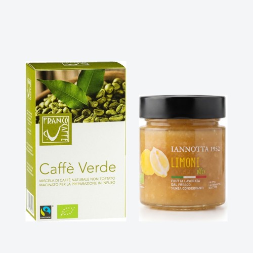 Zestaw BIO: Zielona kawa Franco Caffè Verde 250 g + Konfitura z Cytryn Iannotta 250 g
