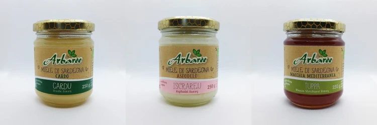 Zestaw prezentowy 3 miodów BIO z Sardynii 3 × 250 g: oset, asfodelus, makia | Arbarèe