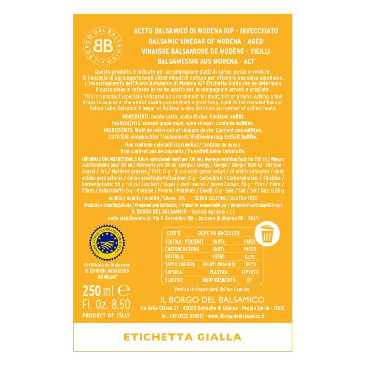 Kartonik prezentowy octu Il Borgo Invecchiato Gialla