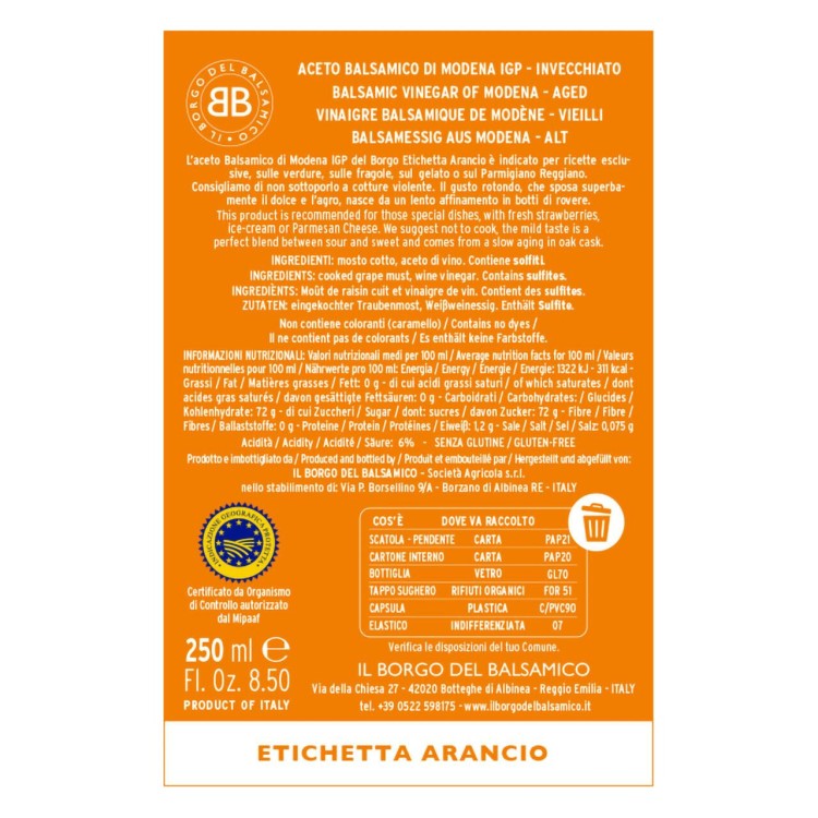 Kartonik prezentowy octu Il Borgo Invecchiato Arancio