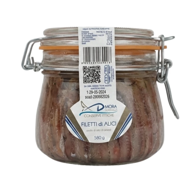 Duży słoik 580g z filetami anchois Dimora