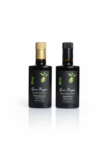 Zestaw Degustacyjny Oliwa BIO Wysokopolifenolowa Gran Pregio 2x250ml (Coratina + Peranzana)
