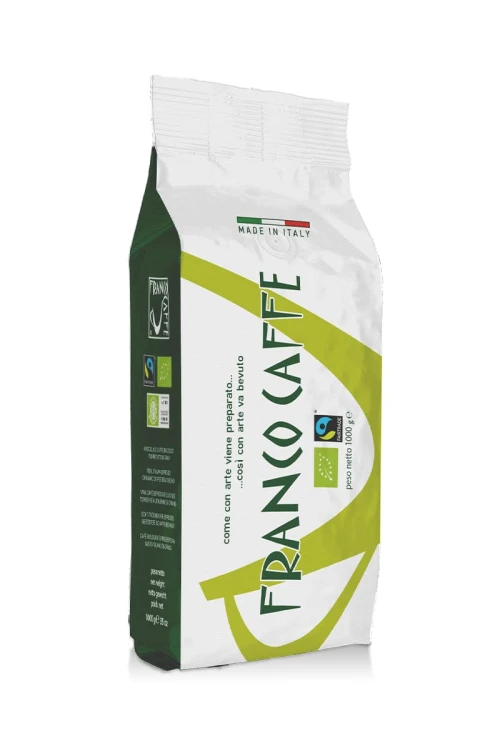 Opakowanie organicznej kawy ziarnistej Franco Caffè Aroma Naturale BIO 1kg z certyfikatem Fairtrade
