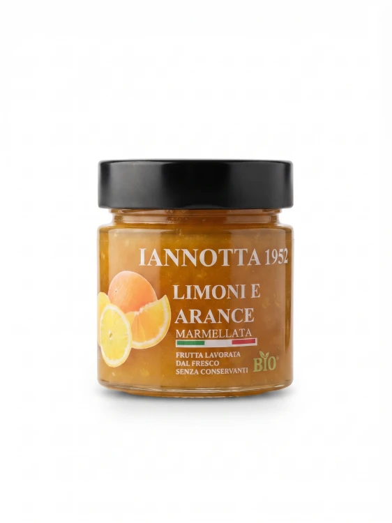 Ekologiczna konfitura z pomarańczy i cytryn BIO 250g od Lucia Iannotta. Skład: 70% owoców BIO.